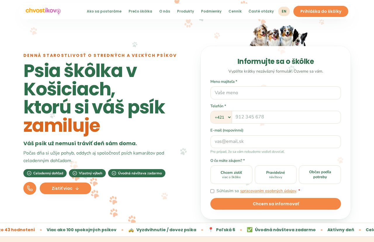 Ukážka úvodnej stránky Chvostíkovo